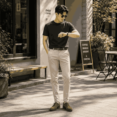 Kết hợp giày da lộn nam với quần chinos