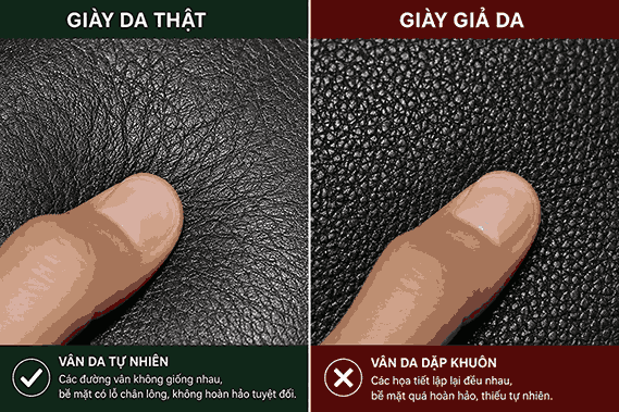Quan sát bề mặt giày da